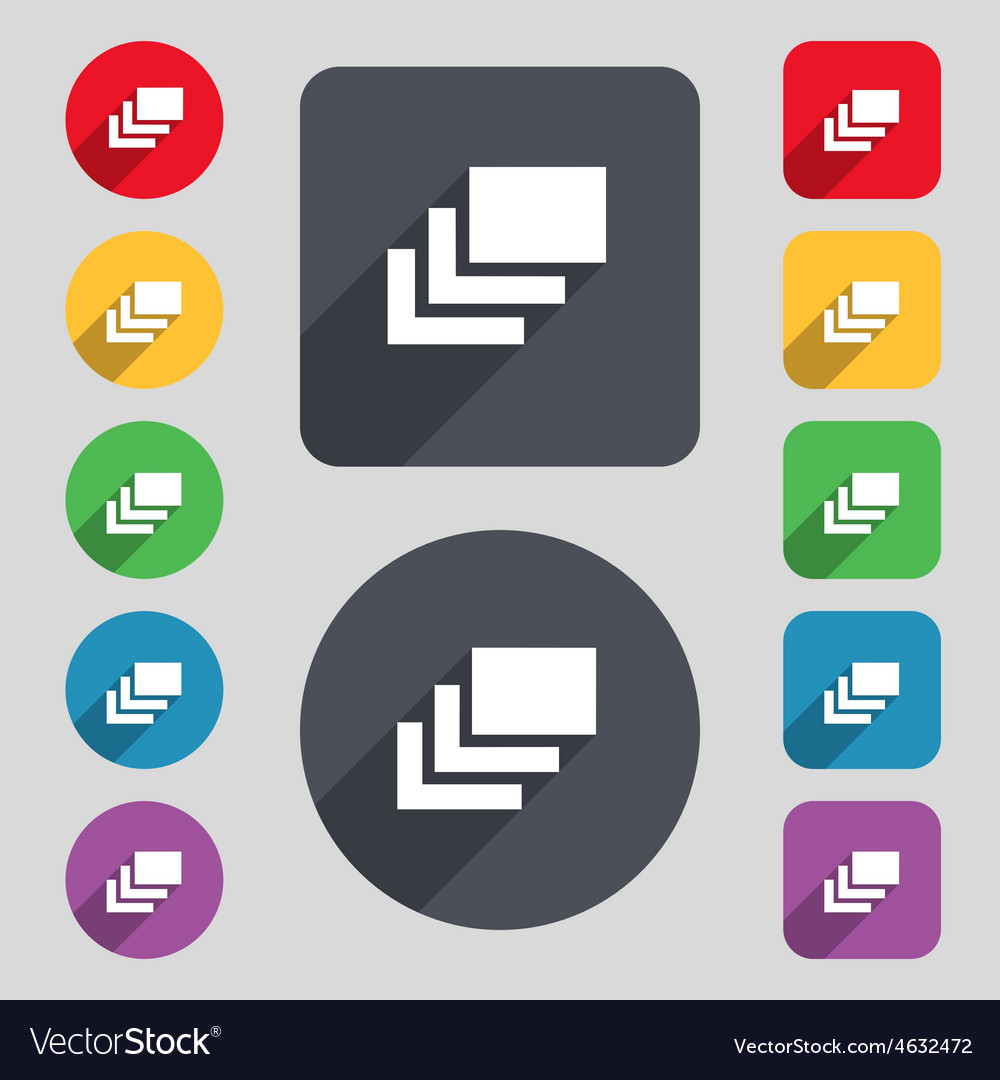 Layers icon sign a set of 12 colored buttons Vector Image