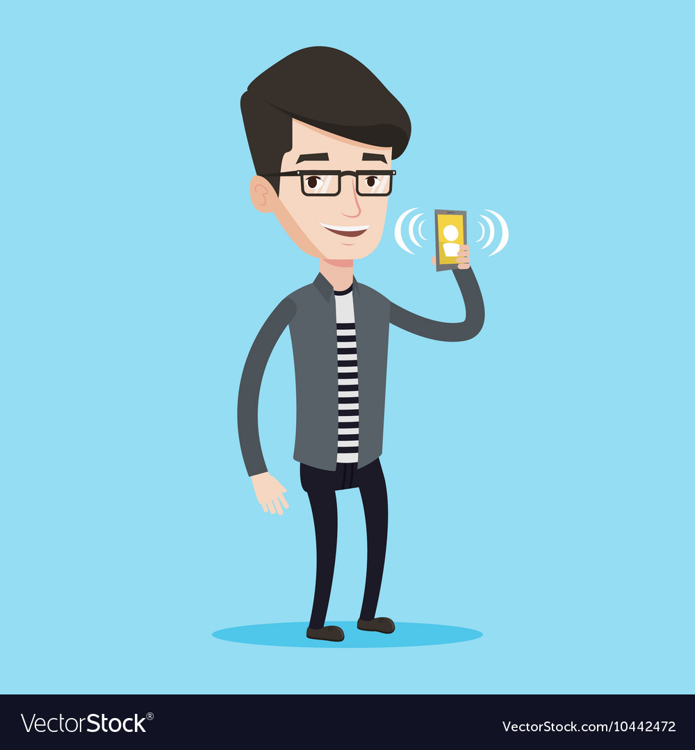 Man holding ringing mobile phone Royalty Free Vector Image