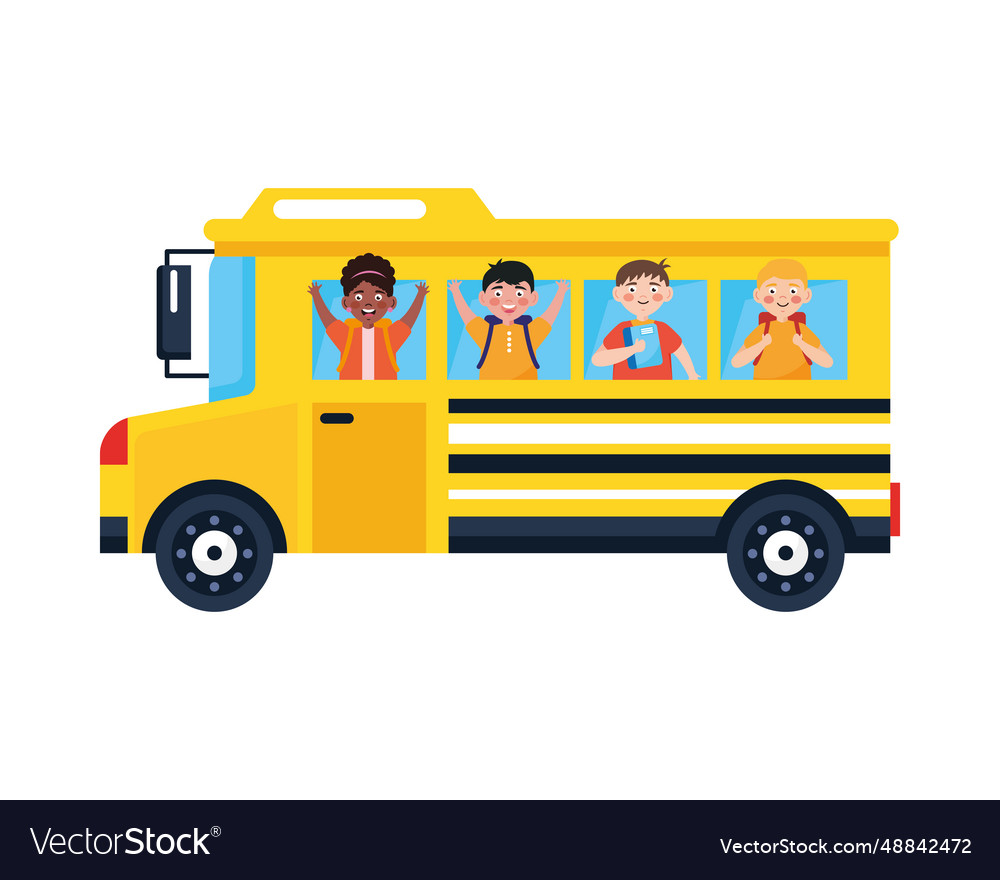 Students bus isolated Royalty Free Vector Image