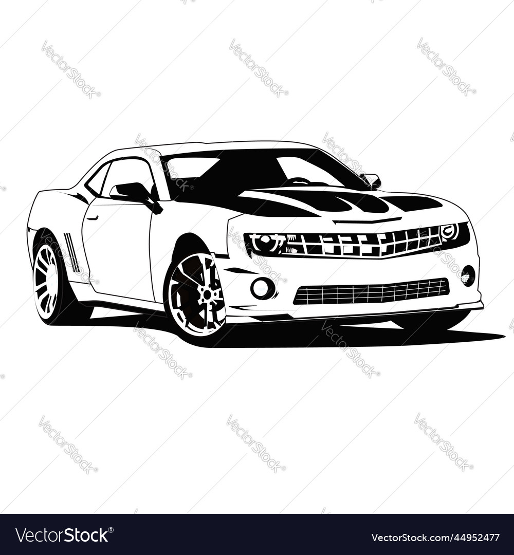 Camaro ss muscle car black and white design Vector Image