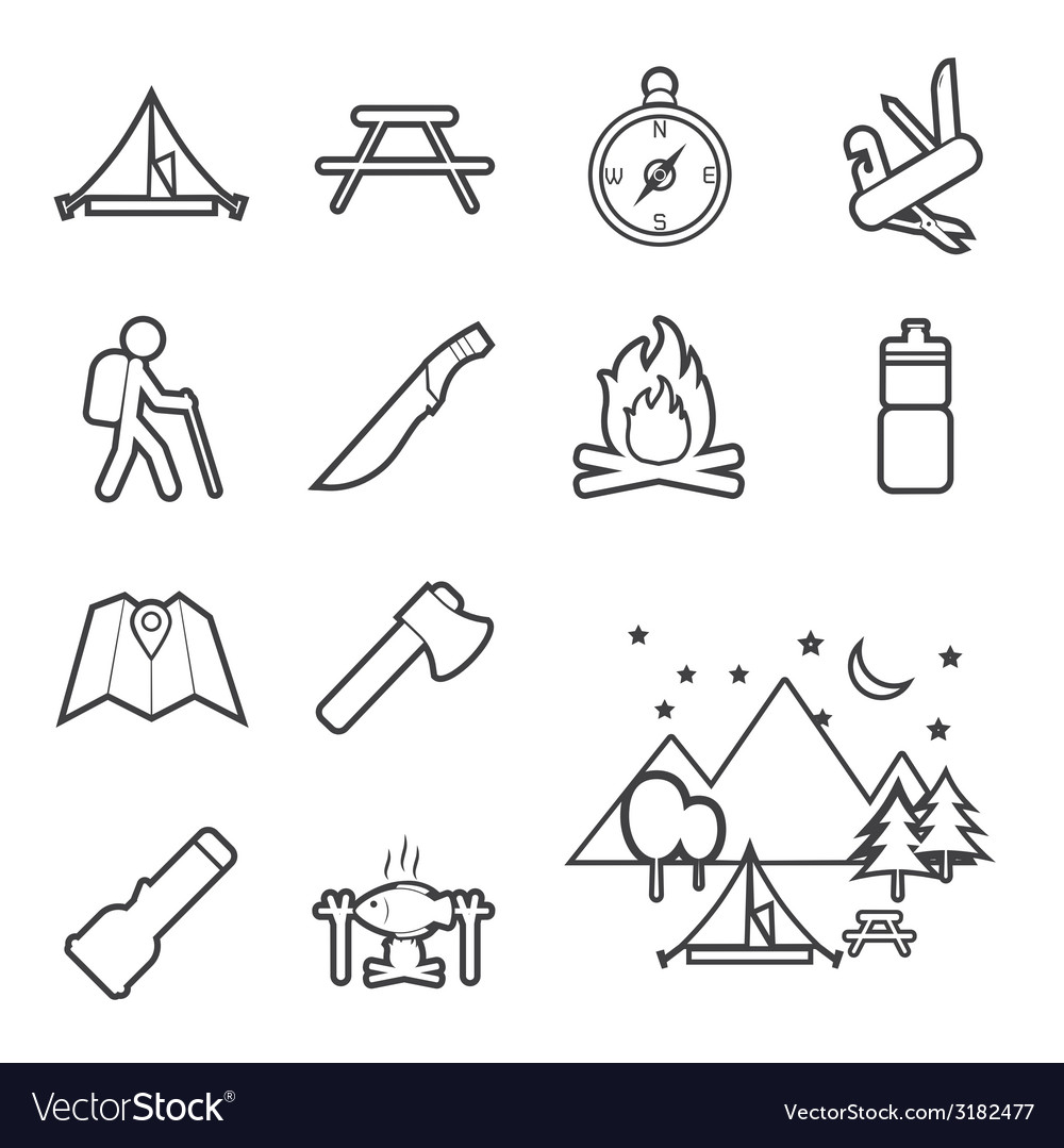 Camping equipment icon Royalty Free Vector Image