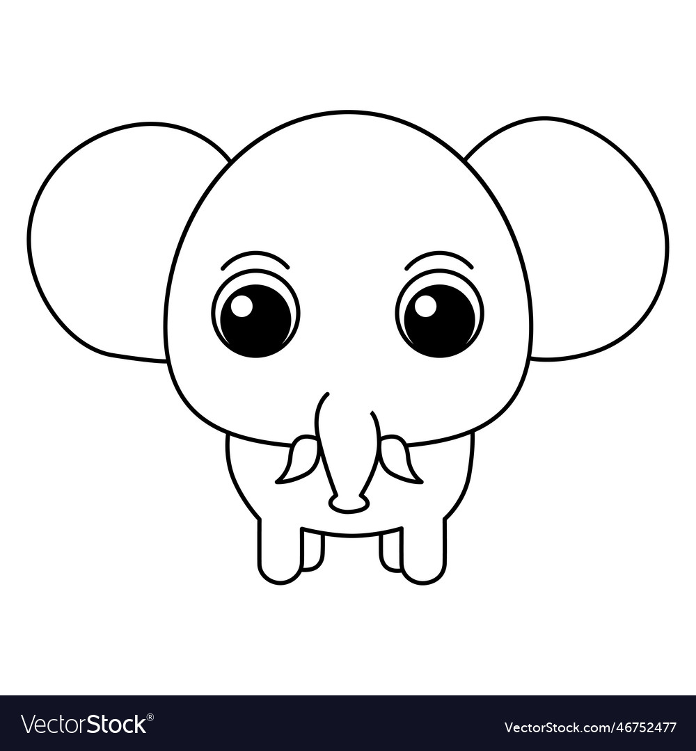 Cute elephant cartoon coloring page Royalty Free Vector
