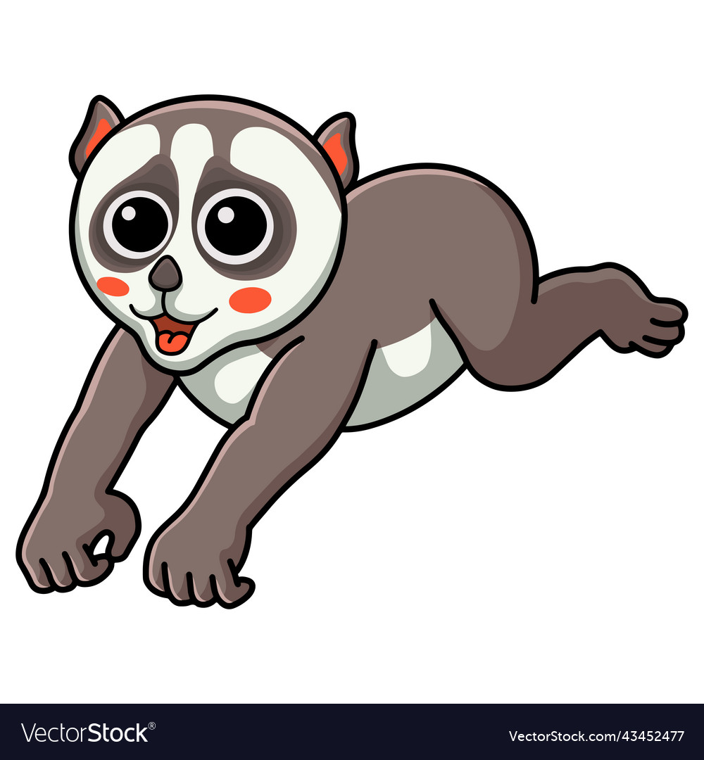 Cute little loris cartoon jumping Royalty Free Vector Image