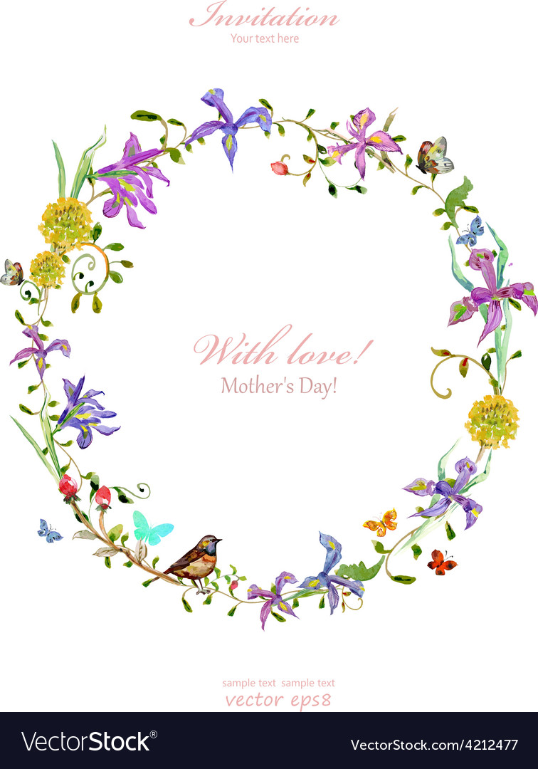 invitation card with love mothers day watercolor vector image