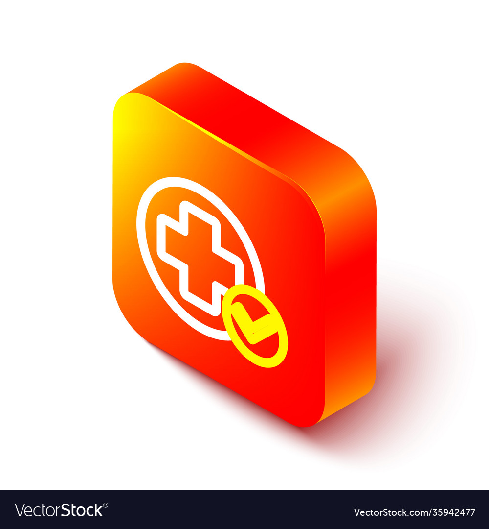 Isometric line cross hospital medical icon Vector Image