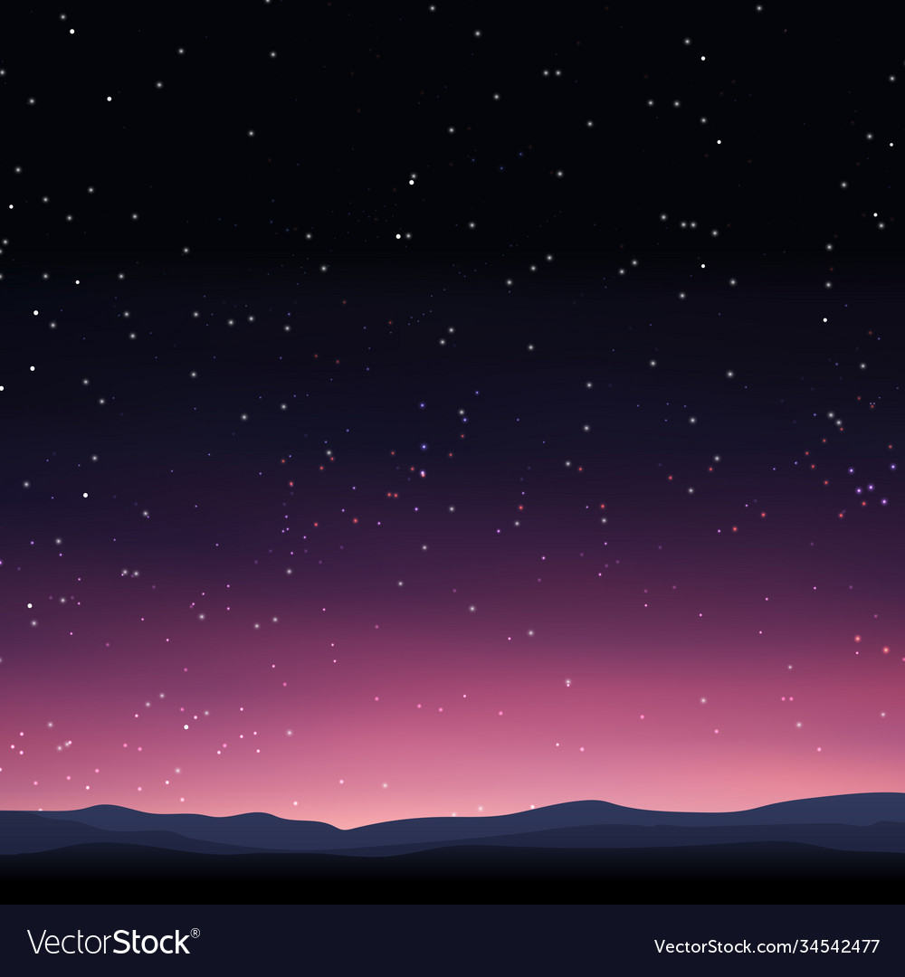 Starry black and blue sky with flying comets Vector Image