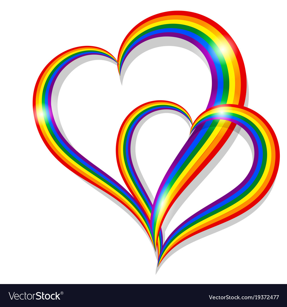 Download Two rainbow pride heart shape symbol lgbt Vector Image