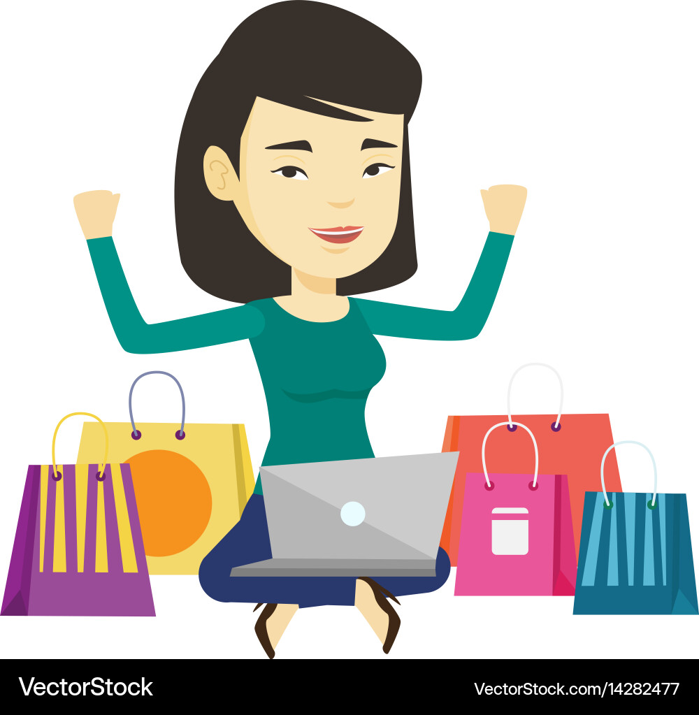 Woman Shopping Online Royalty Free Vector Image