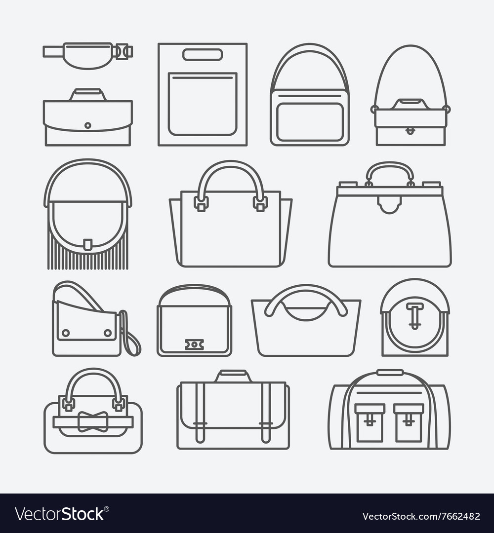 Bag thin line icons Royalty Free Vector Image - VectorStock