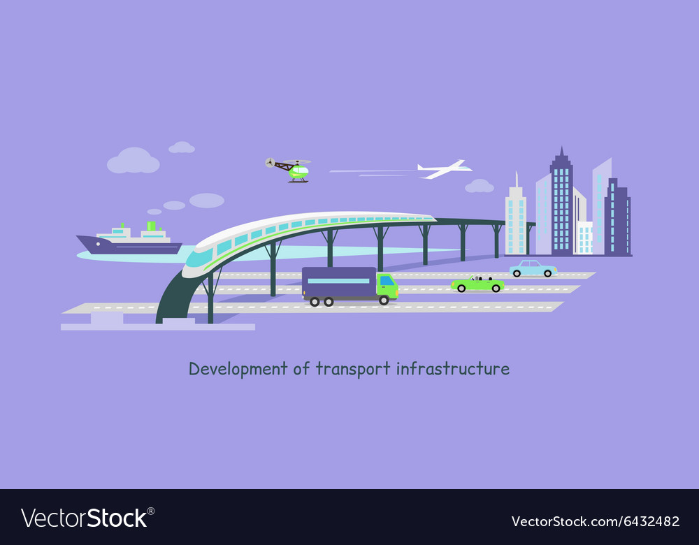 Development of transport infrastructure icon flat Vector Image
