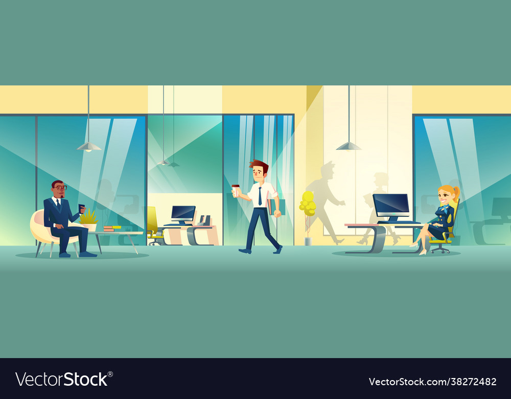 Modern reception area interior in business office Vector Image