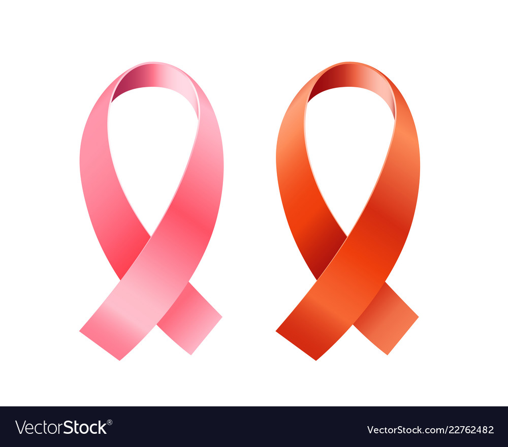 red and pink ribbons set aids and cancer vector image