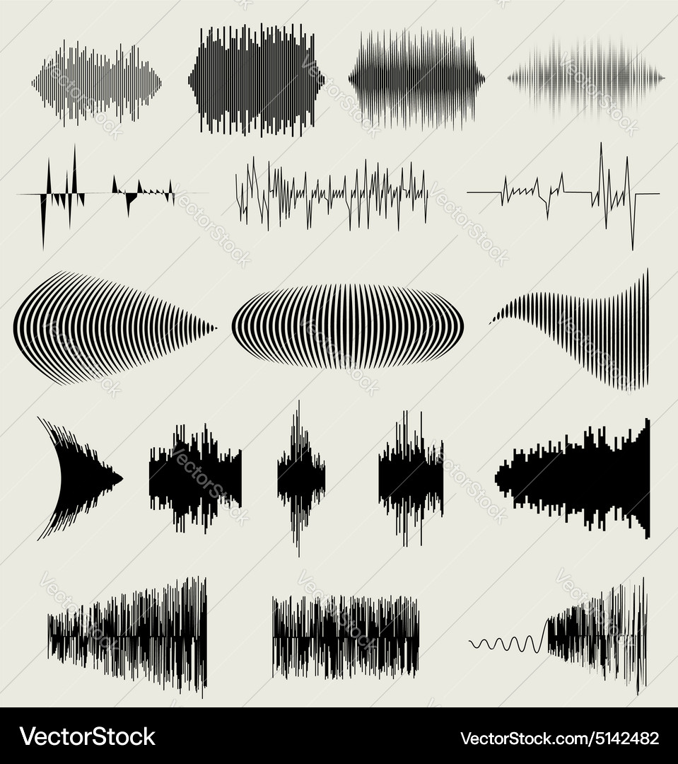 Sound waves set Audio equalizer technology Vector Image