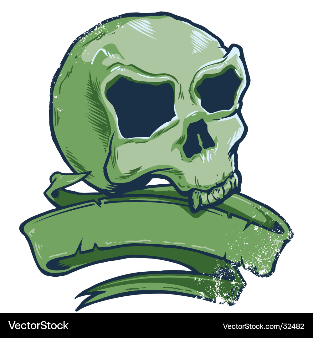 Tattoo Style Skull Banner Illustration Royalty Free Vector