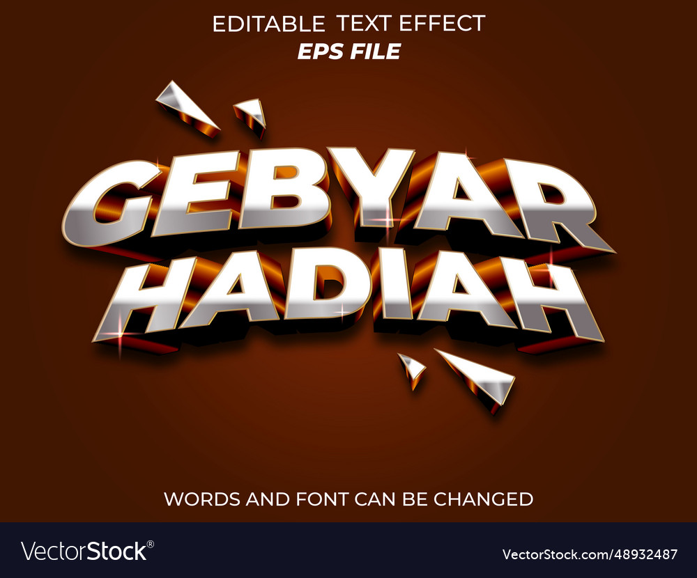 Gebyar hadiah text effect font editable Royalty Free Vector