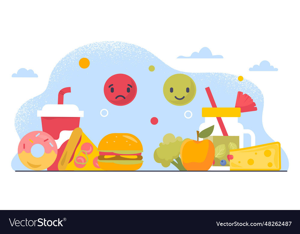 Healthy Food Versus Fast Food Concept Royalty Free Vector healthy-food-versus-fast-food-concept-royalty-free-vector