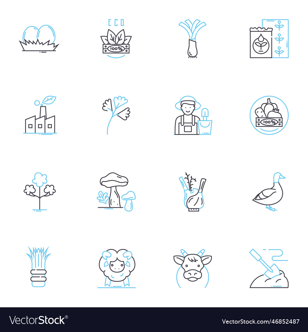 Organic gardening linear icons set composting Vector Image