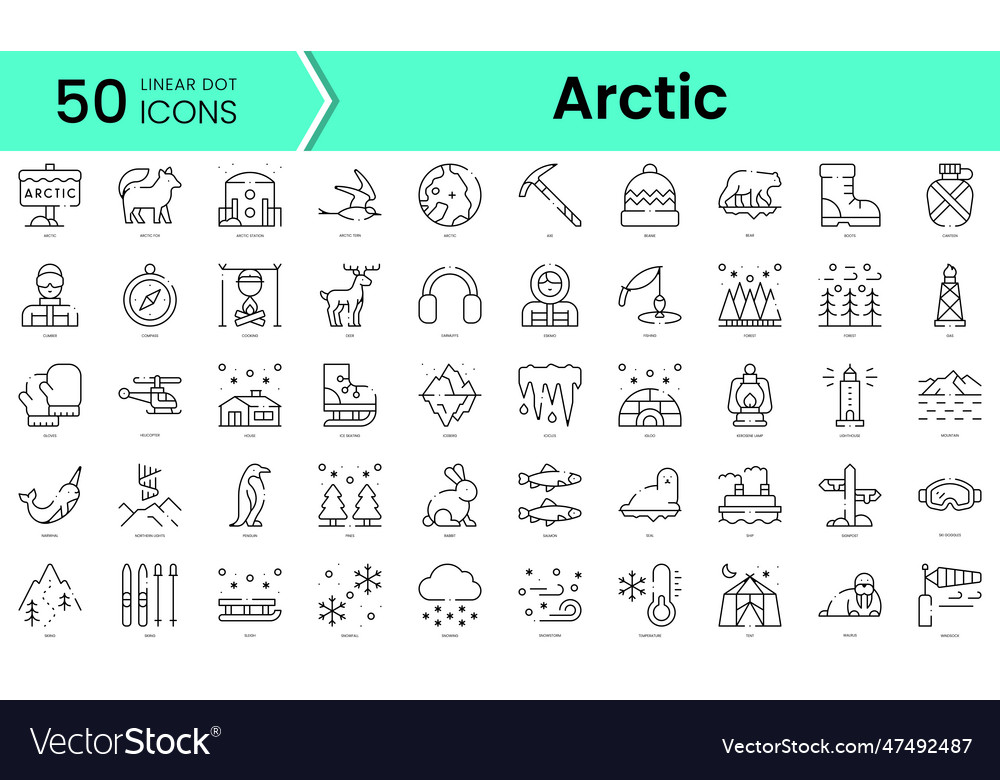 Set of arctic icons line art style bundle Vector Image