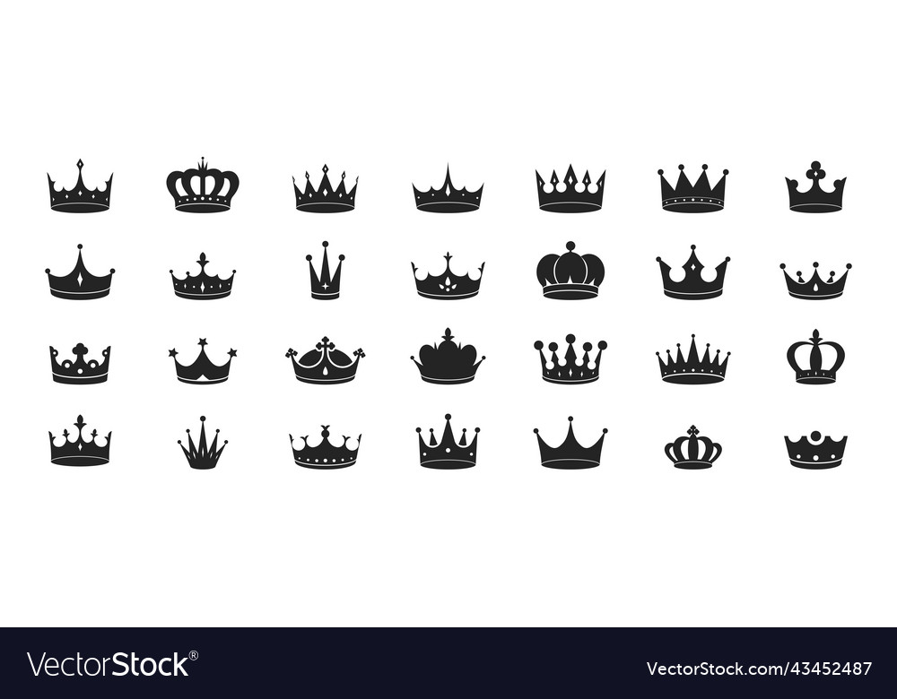 Set of black crowns vector image Set of black crowns
