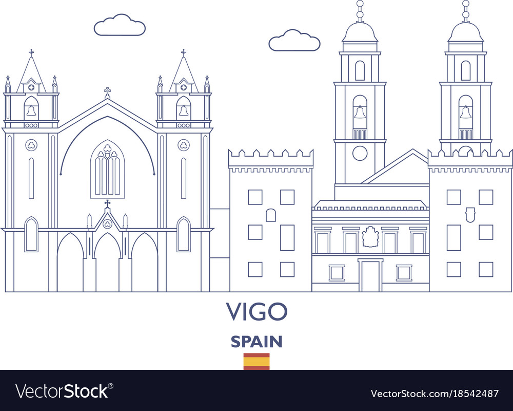 Vigo city skyline Royalty Free Vector Image - VectorStock