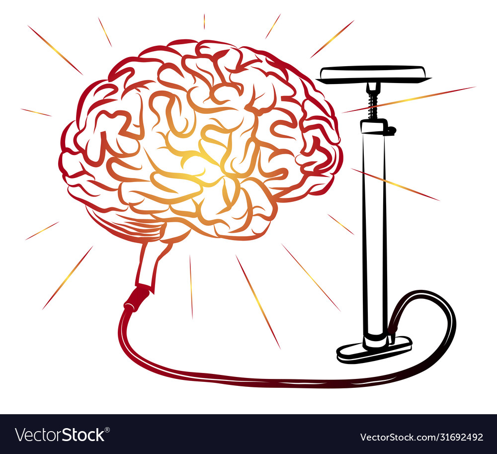 Brain and pump brains motivator Royalty Free Vector Image