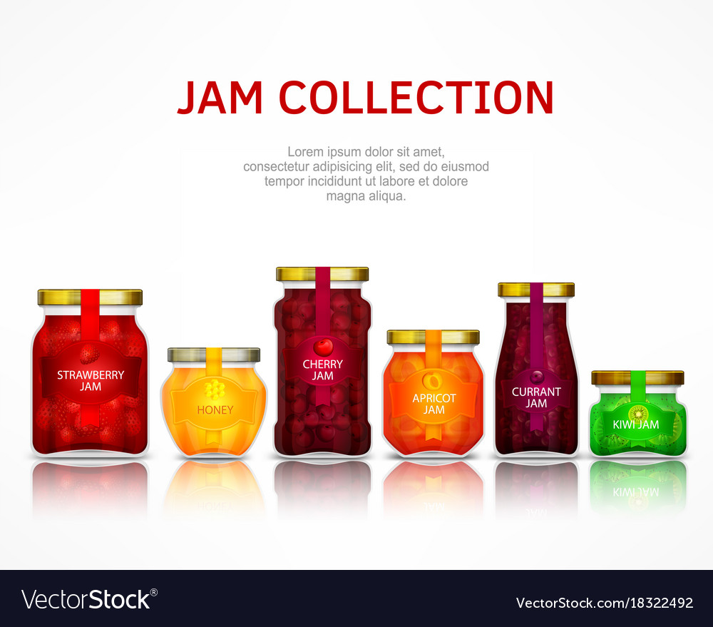Fruit jam collection Royalty Free Vector Image