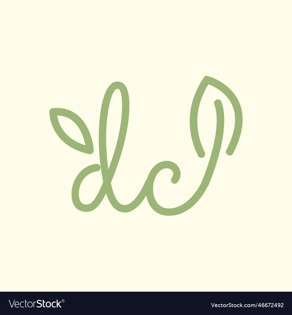 Letter dc line art leaf plant feminine botanical Vector Image