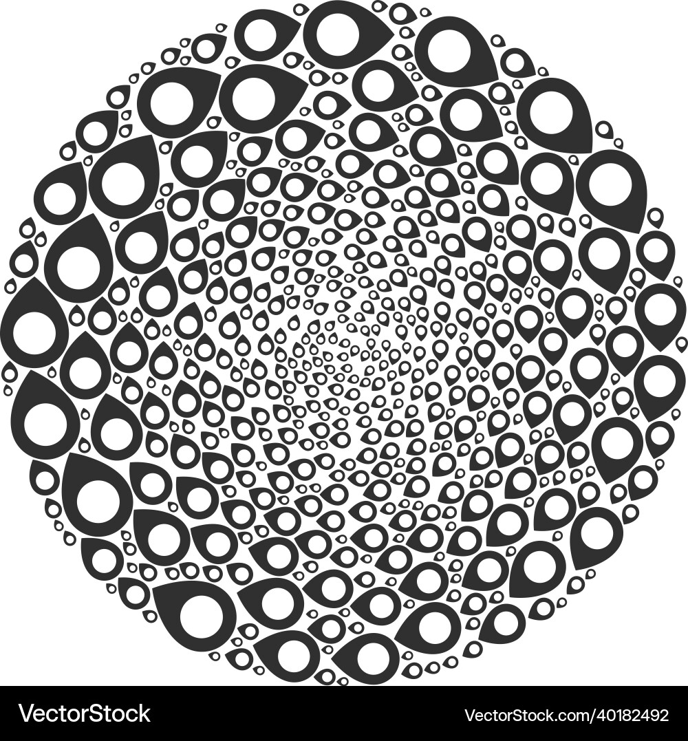 Map pointer icon fireworks round cluster collage Vector Image