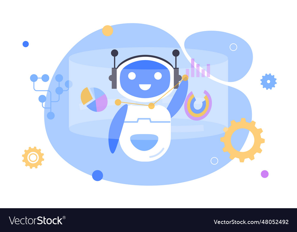 Robot processes data concept Royalty Free Vector Image