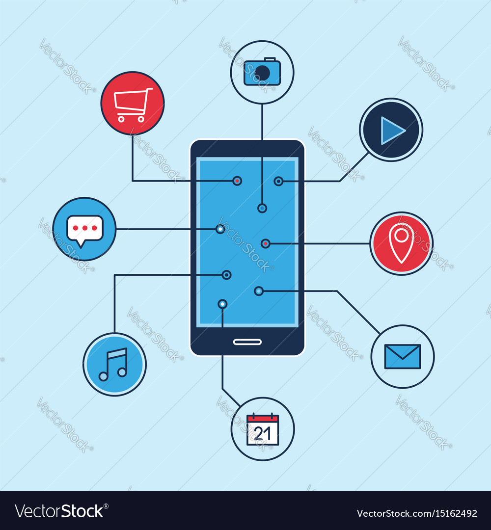 Smartphone applications icons business marketing Vector Image