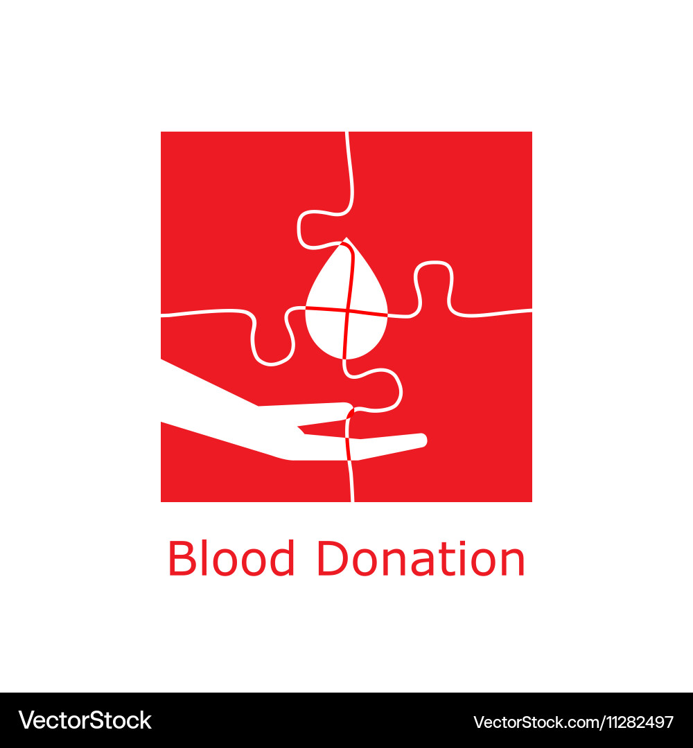 Blood donation logo puzzle Royalty Free Vector Image