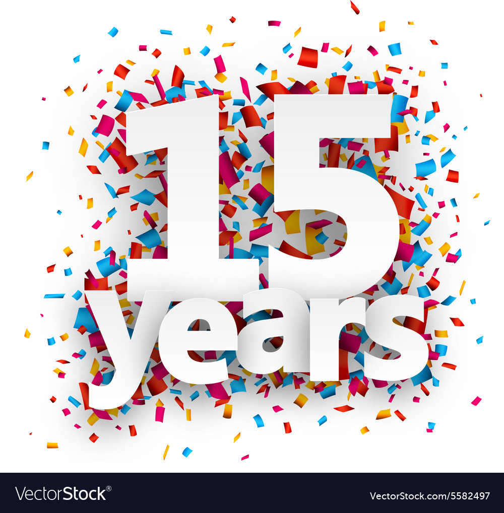 Fifteen years paper confetti sign Royalty Free Vector Image