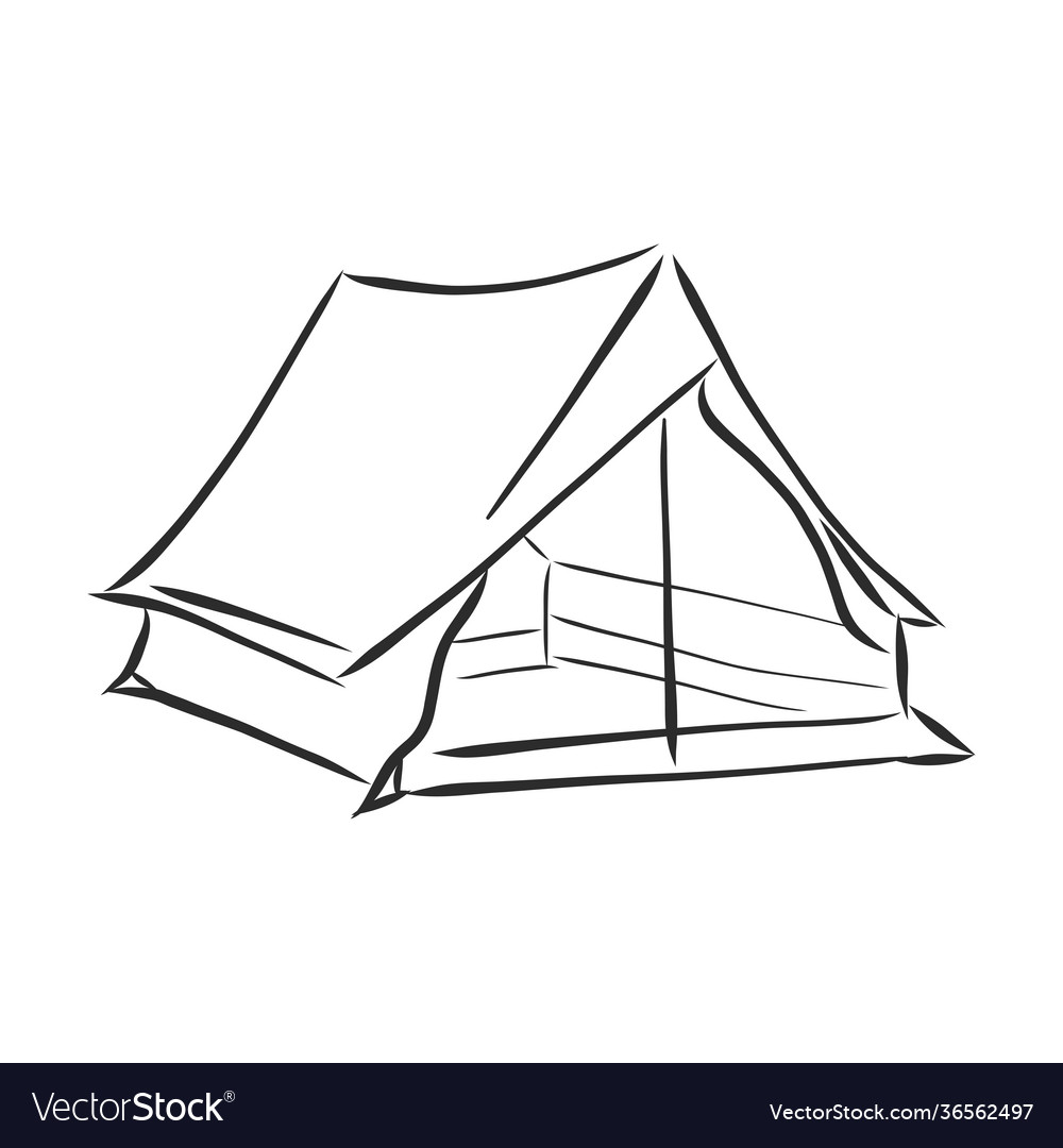 Hand-drawn tourist tent sketch tents in pencil Vector Image