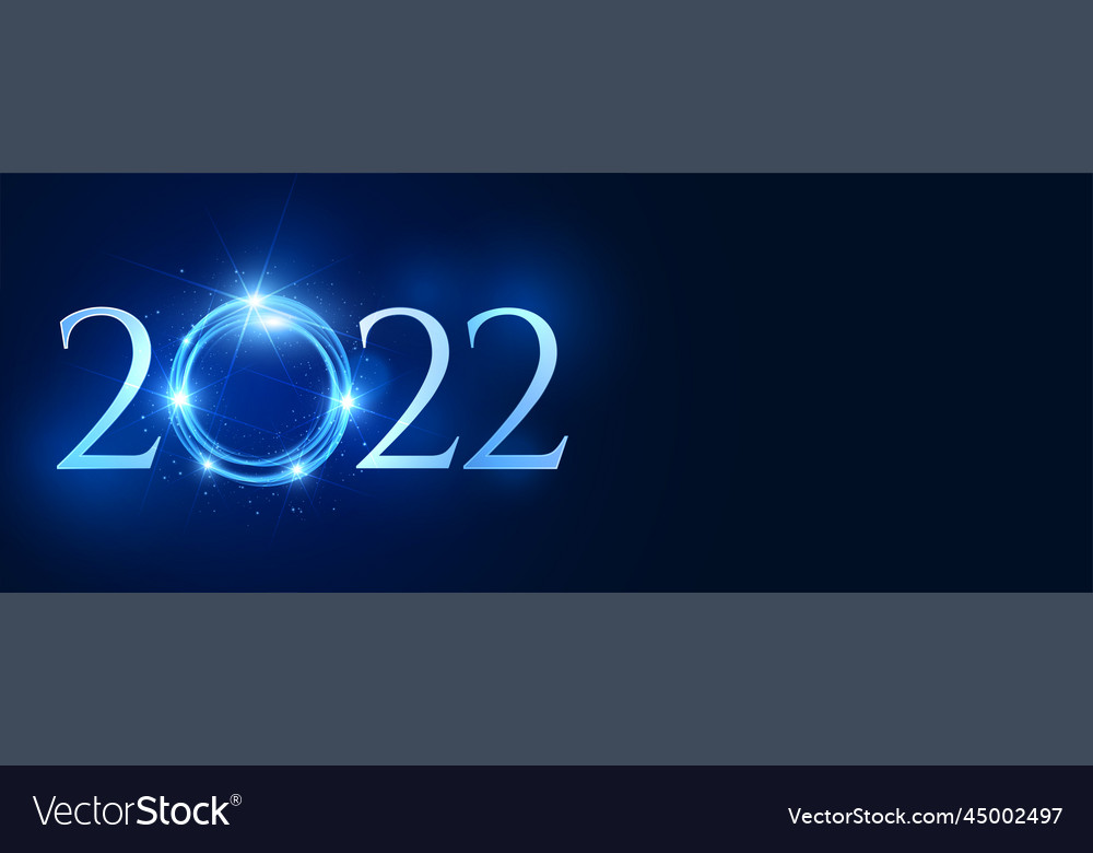 Happy new year 2022 blue sparkling text banner Vector Image