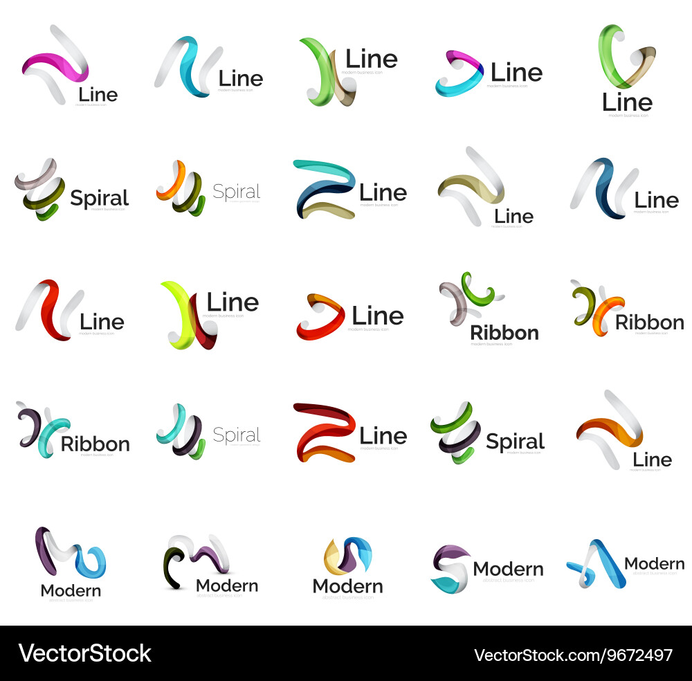 Set abstract ribbon logo icons Royalty Free Vector Image