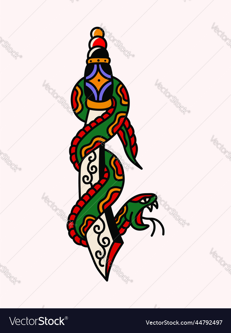 Snake wrapped around a sword Royalty Free Vector Image