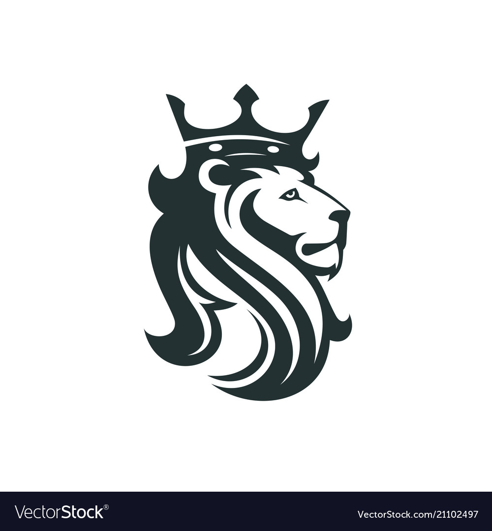 The head of a lion with a royal crown Royalty Free Vector