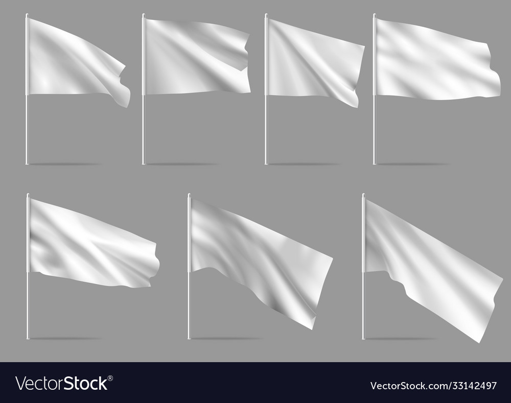 White realistic flags mockups flag Royalty Free Vector Image