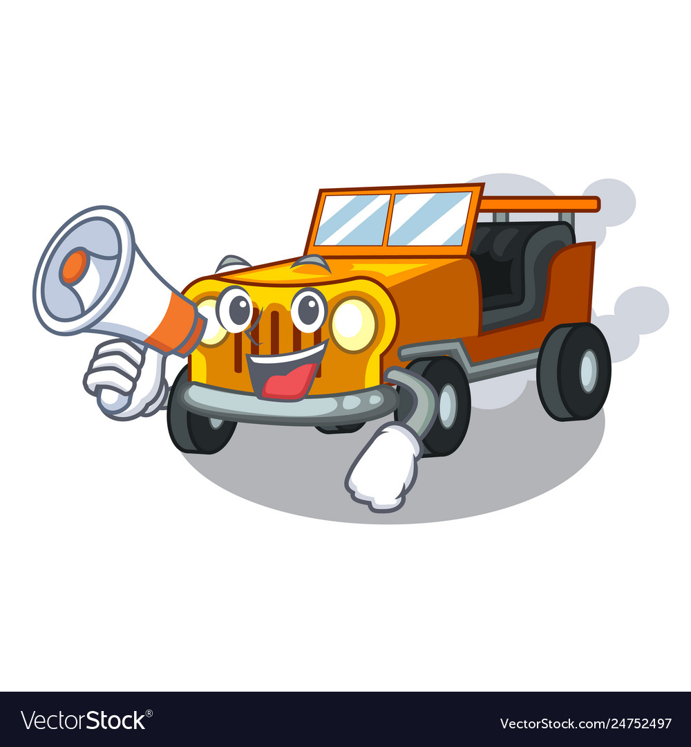 With megaphone jeep car isolated cartoon Vector Image With megaphone jeep car isolated cartoon Vector Image