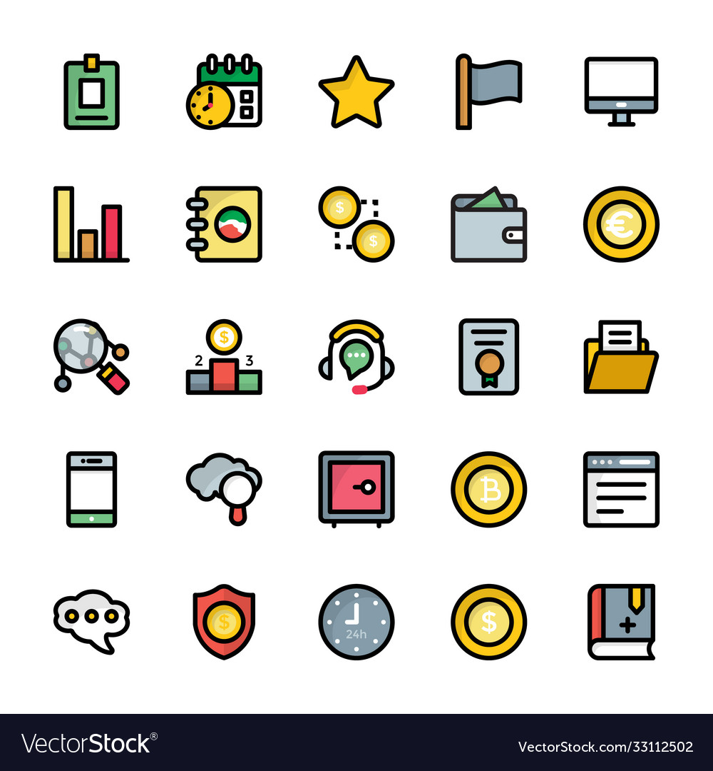 Business flat icons set