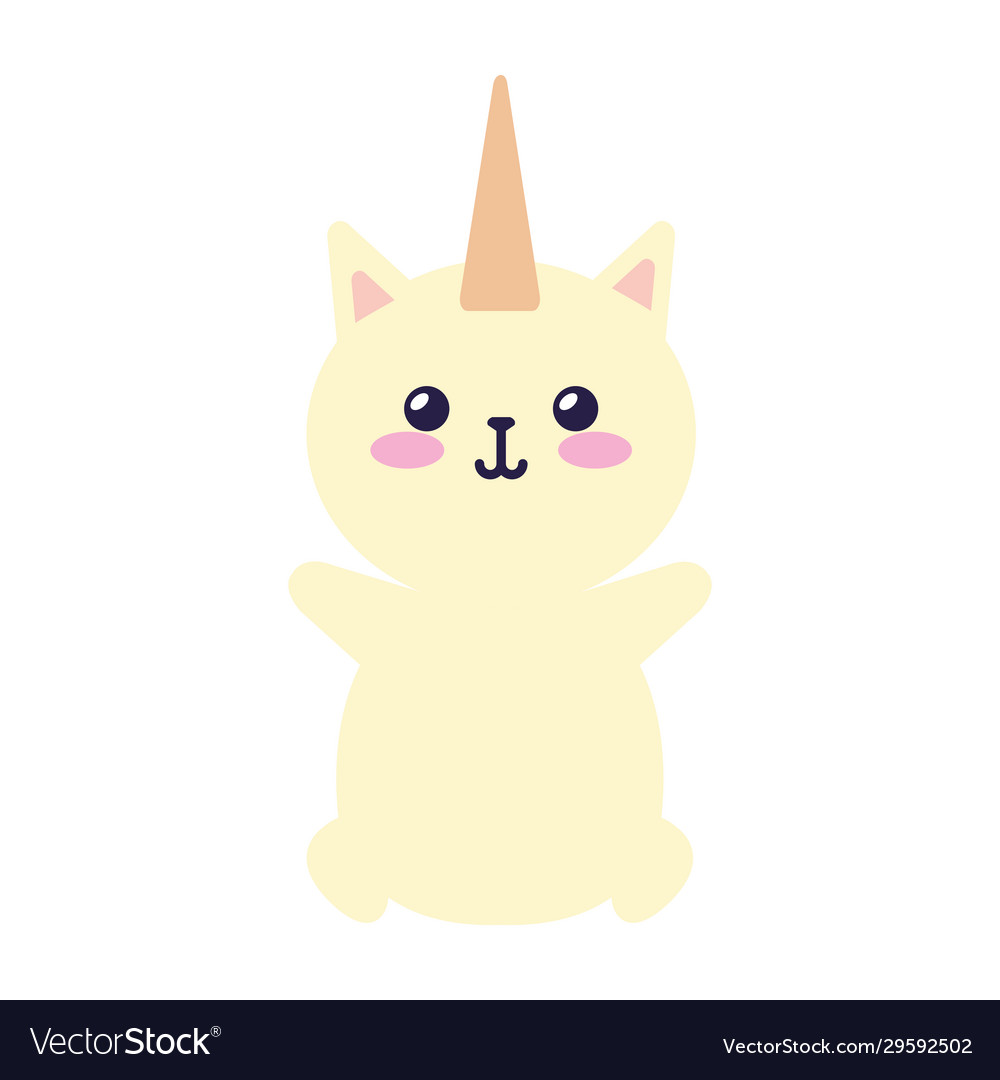 Cute cat unicorn fantasy icon