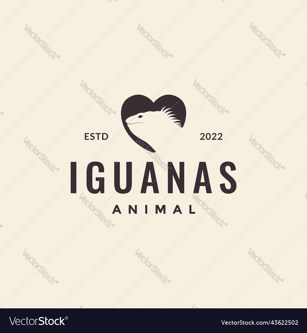 Iguana love logo design hipster Royalty Free Vector Image