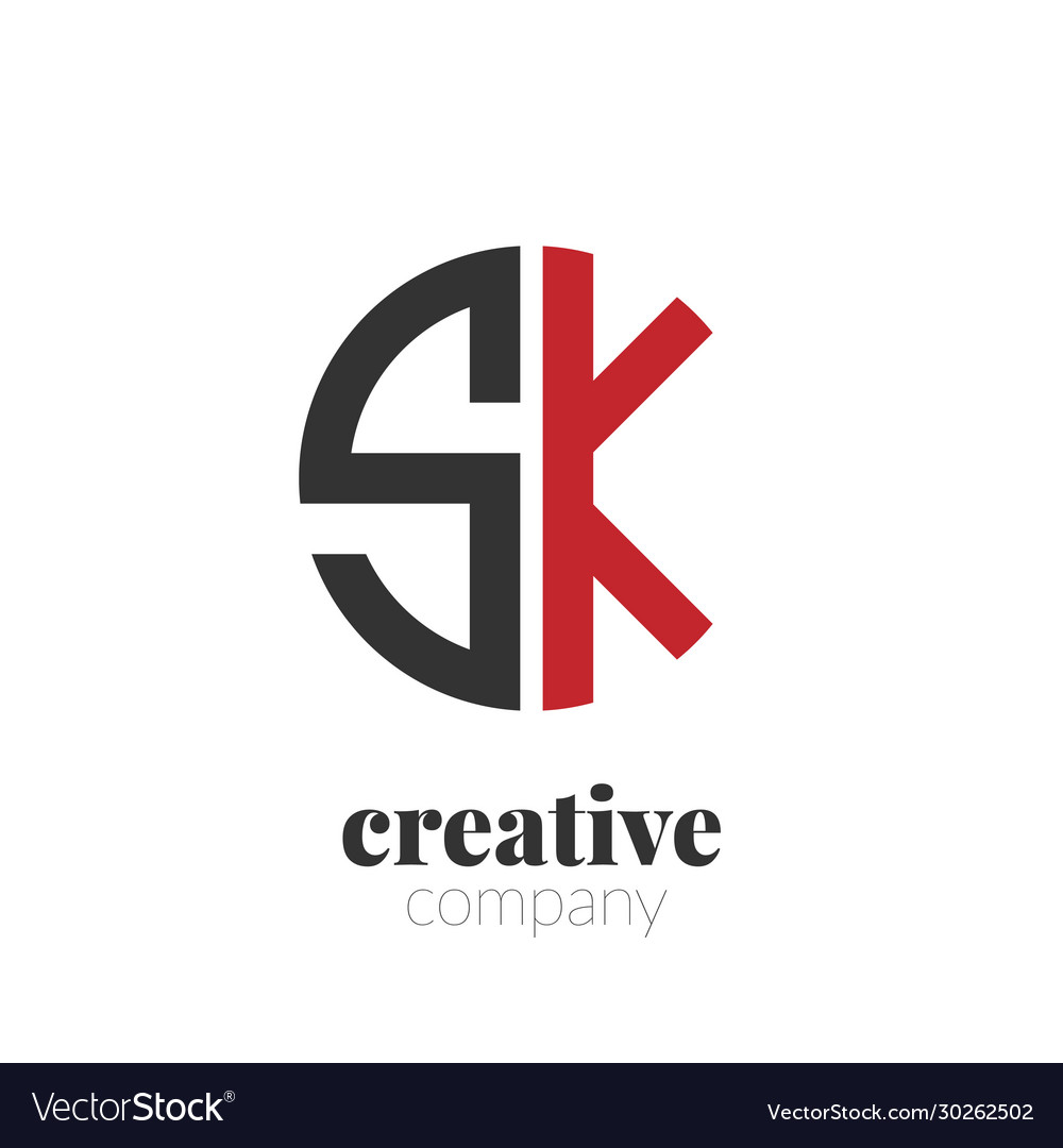 Initial letter sk creative elegant circle logo Vector Image