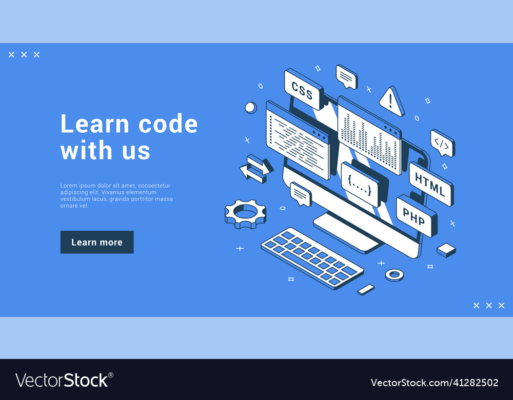 Learn code with us programming school internet Vector Image