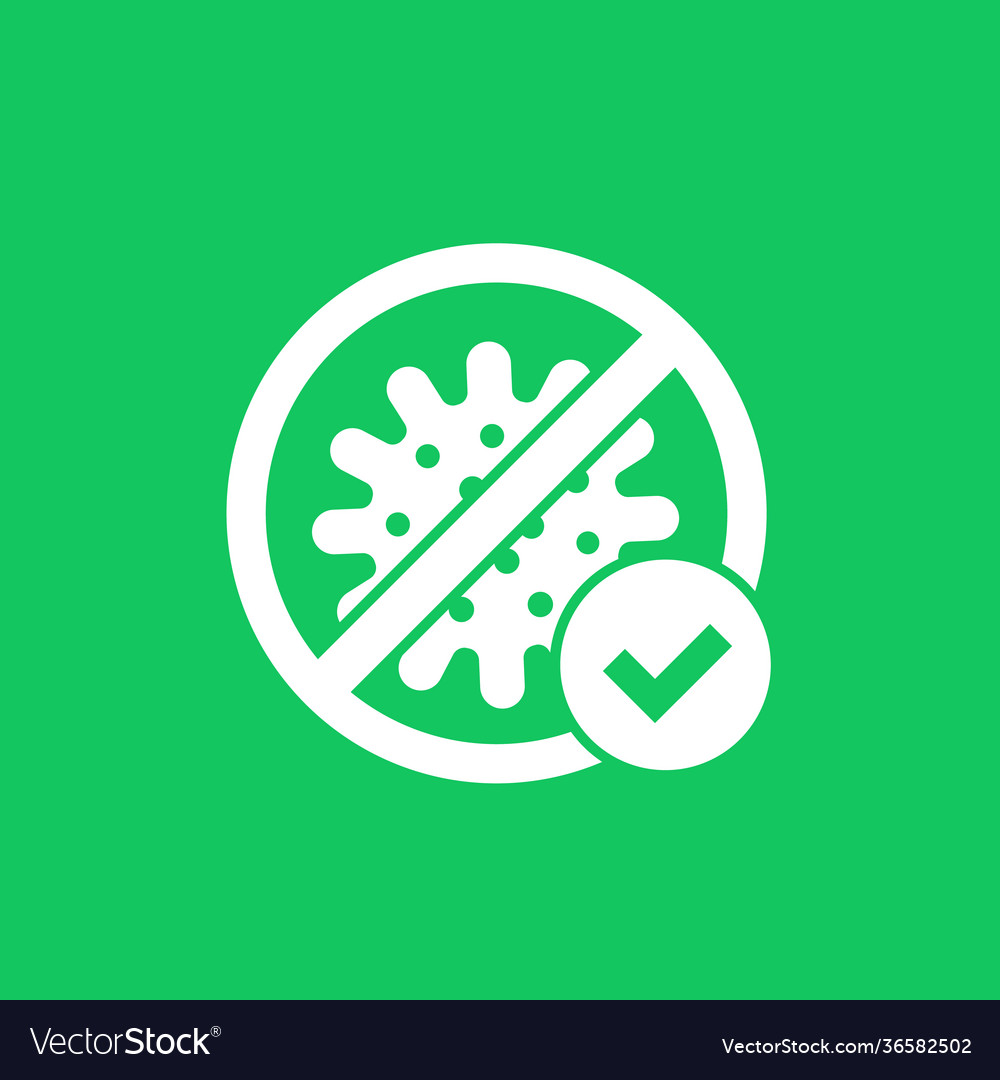 No virus icon with check mark Royalty Free Vector Image