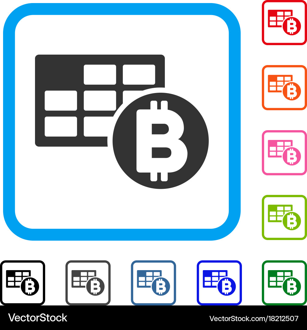 Bitcoin table framed icon Royalty Free Vector Image