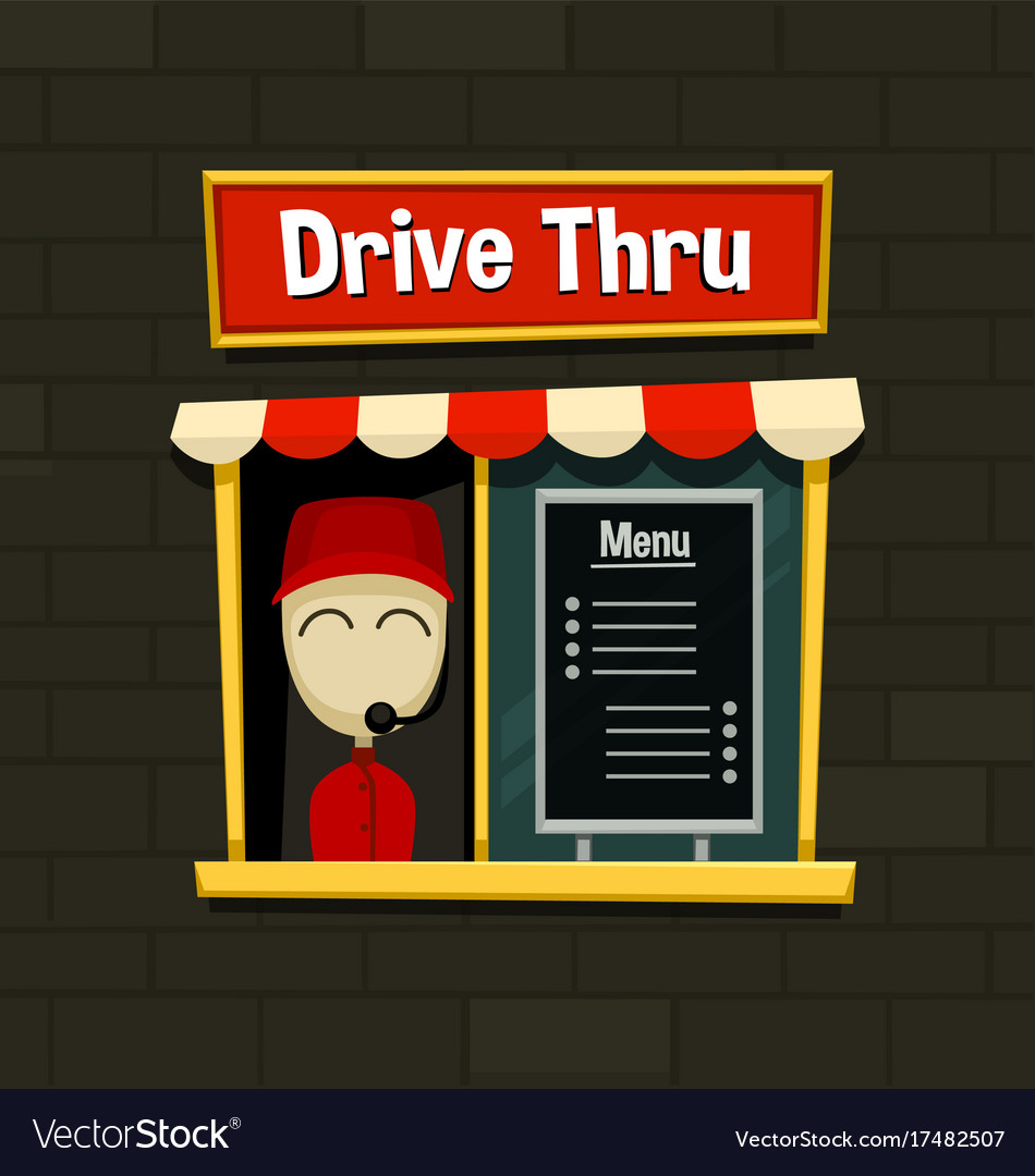 Cartoon drive thru menu board fast food business Vector Image