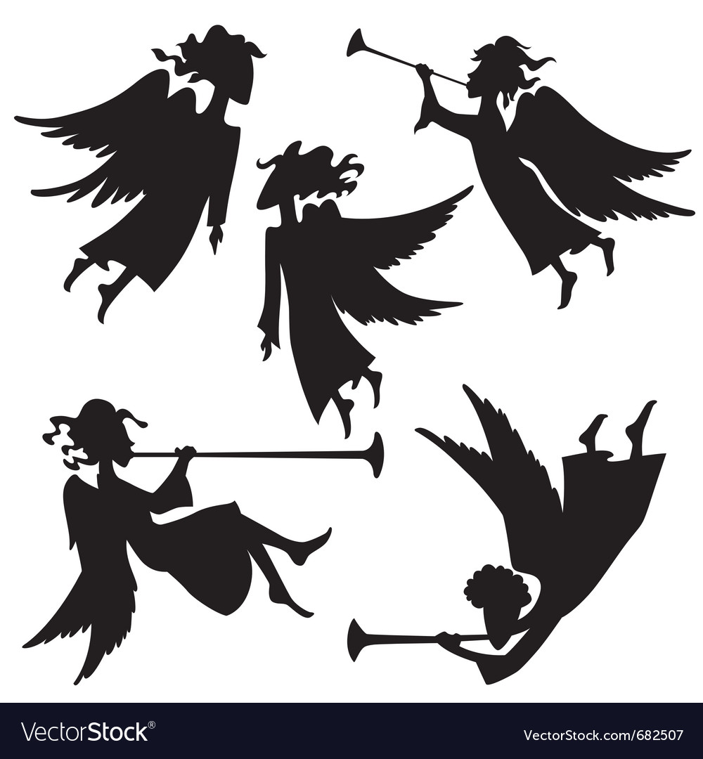 Download Christmas angel silhouettes Royalty Free Vector Image