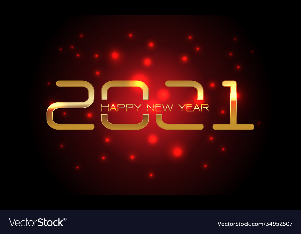 Happy new year 2021 gold red light blur black Vector Image