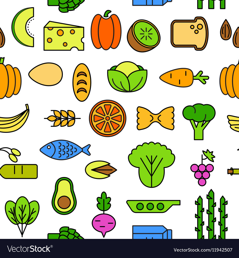 Healthy food cartoon seamless pattern Royalty Free Vector